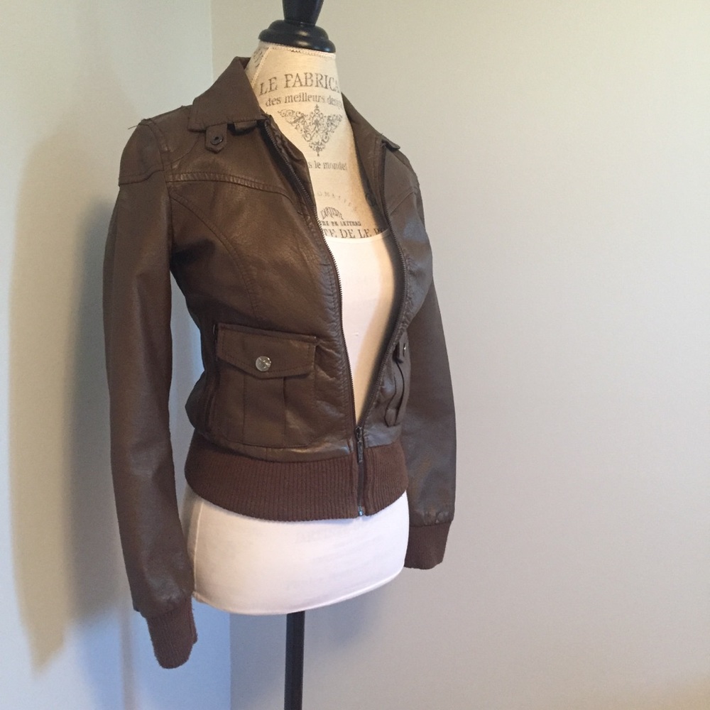 Charlotte Russe Dark Brown Faux Leather Jacket